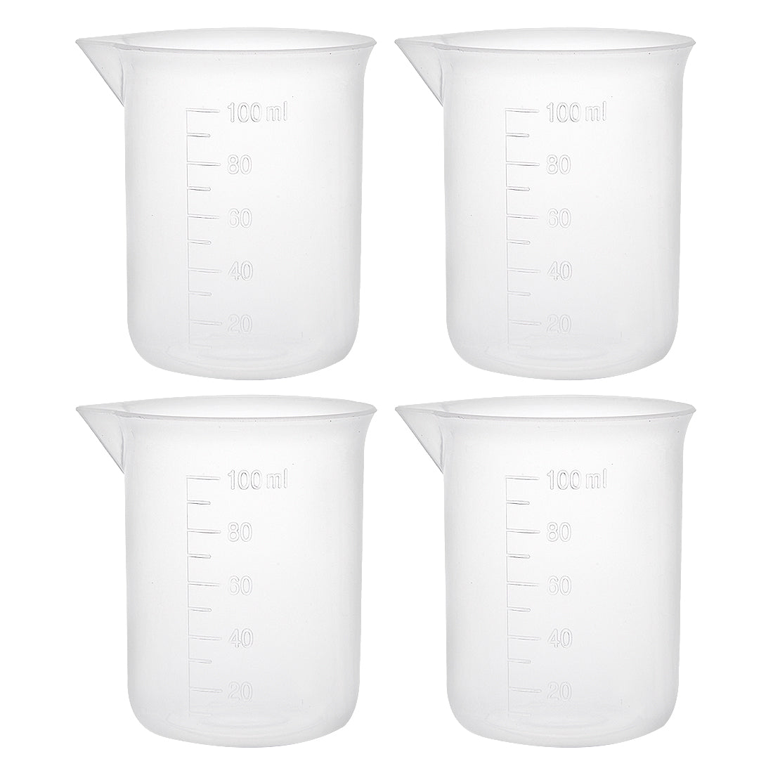 uxcell Uxcell 4pcs Measuring Cup Labs PP Graduated Beakers 100ml