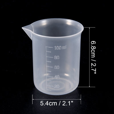 Harfington Uxcell 10pcs Measuring Cup Labs PP Graduated Beakers 100ml