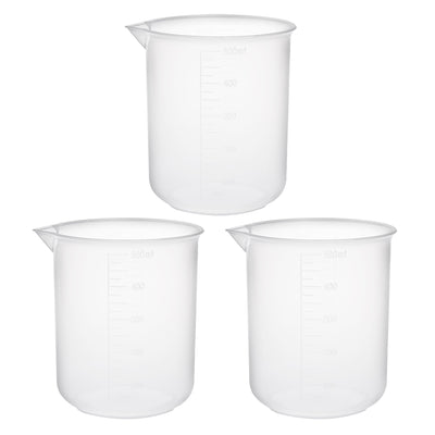 uxcell Uxcell 3pcs Measuring Cup Labs PP Graduated Beakers 500ml