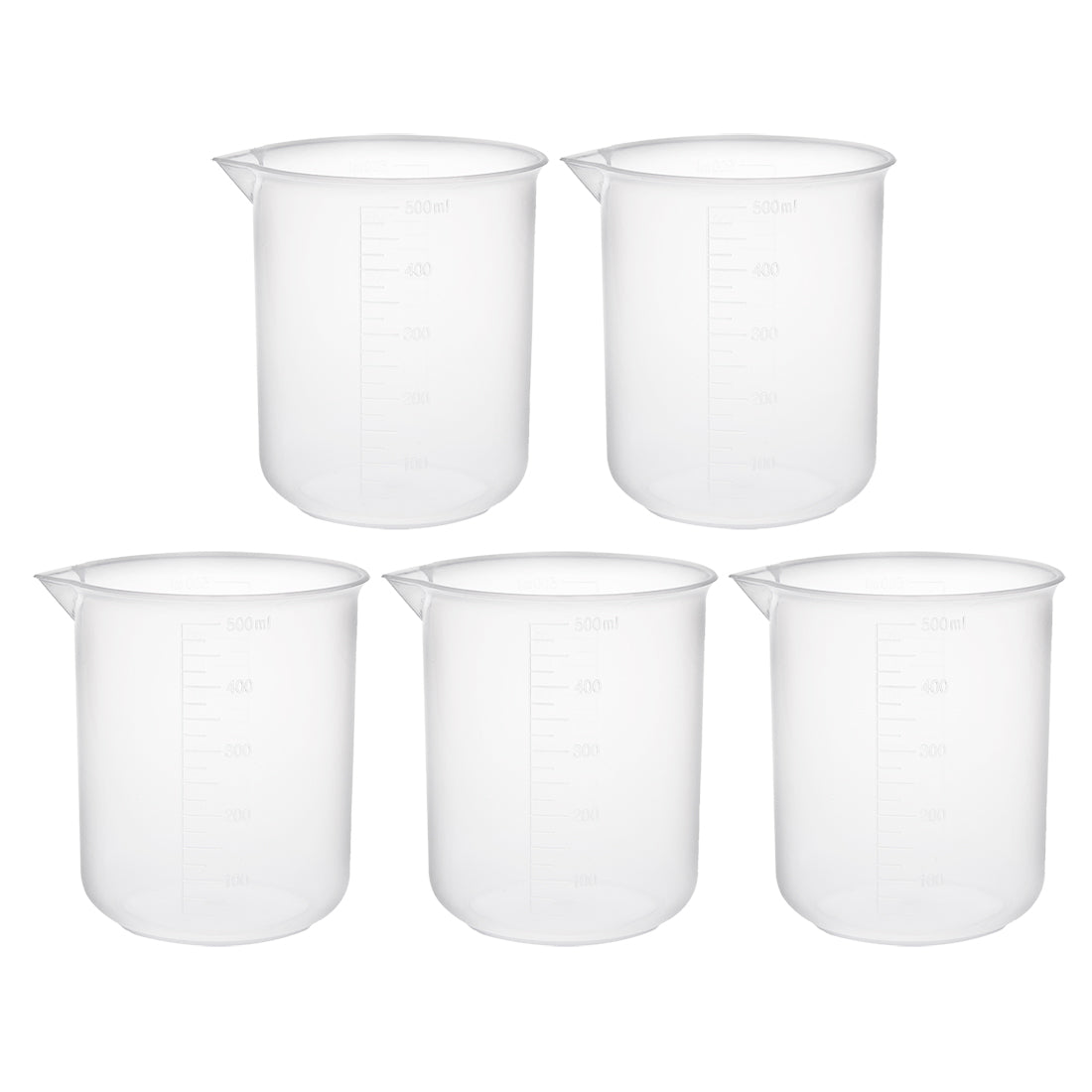 uxcell Uxcell 5pcs Measuring Cup Labs PP Graduated Beakers 500ml