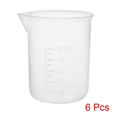 Harfington Uxcell 6pcs Measuring Cup Labs PP Graduated Beakers 50ml