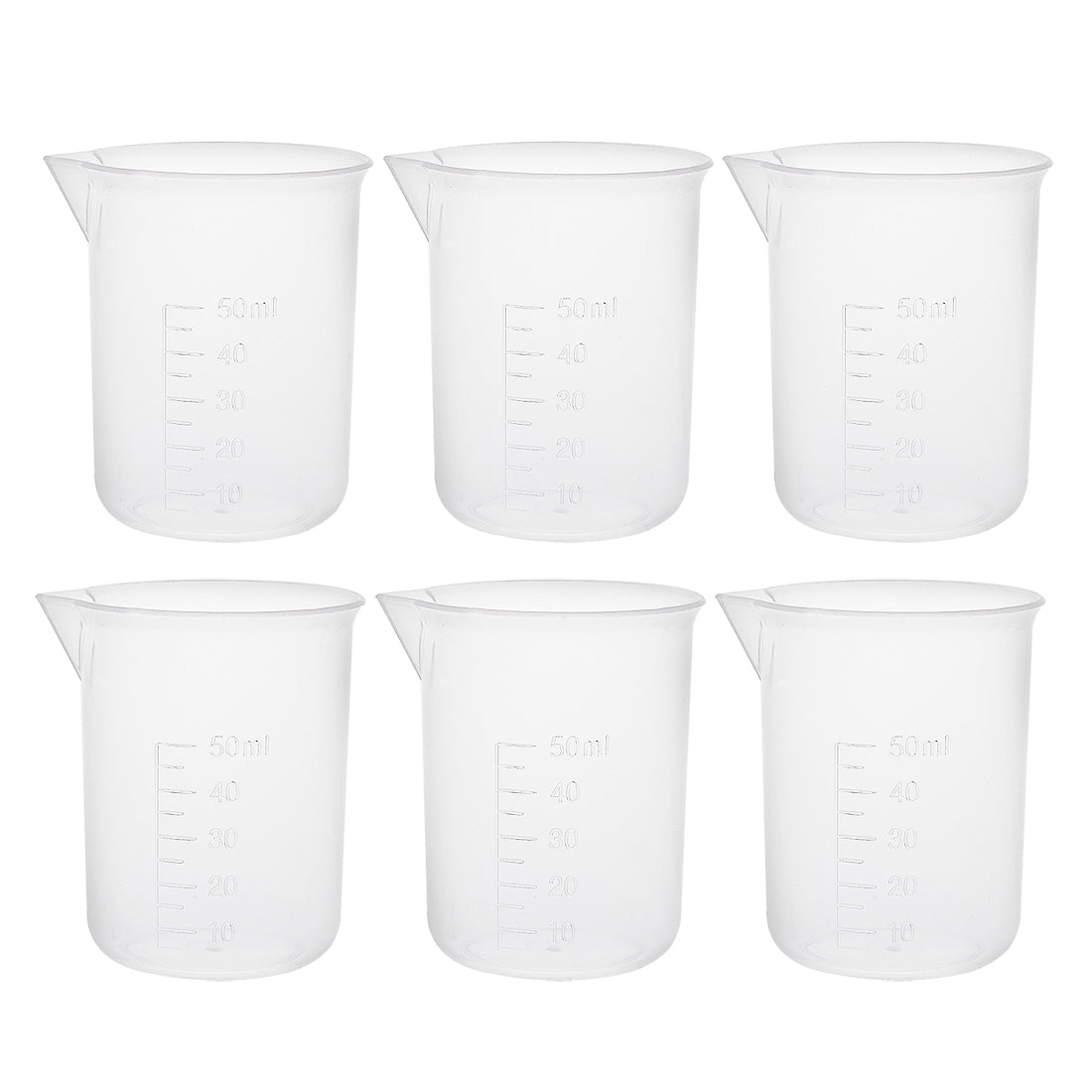 uxcell Uxcell 6pcs Measuring Cup Labs PP Graduated Beakers 50ml