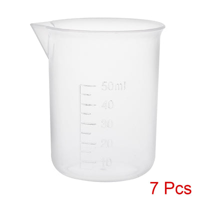 Harfington Uxcell 7pcs Measuring Cup Labs PP Graduated Beakers 50ml