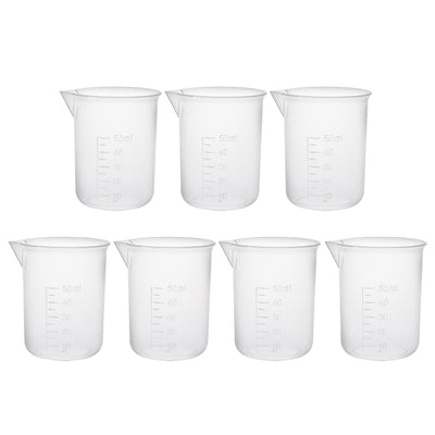 Harfington Uxcell 7pcs Measuring Cup Labs PP Graduated Beakers 50ml
