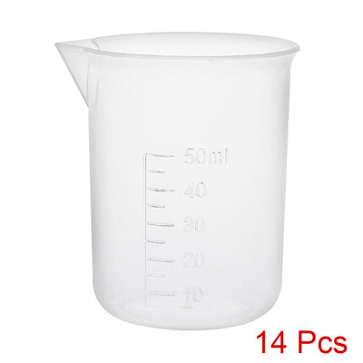 Harfington Uxcell 14pcs Measuring Cup Labs PP Graduated Beakers 50ml