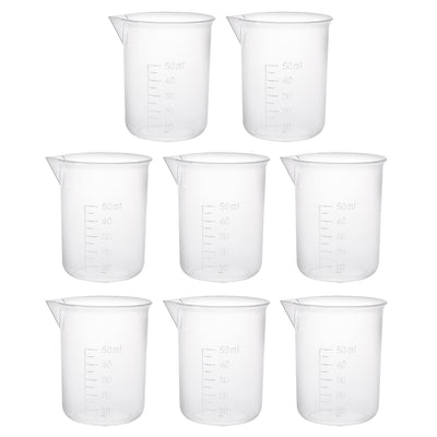 Harfington Uxcell 8pcs Measuring Cup Labs PP Graduated Beakers 50ml
