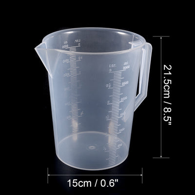Harfington Uxcell Laboratory Clear White PP 3000mL Measuring Cup Handled Beaker