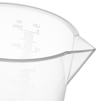 Harfington Uxcell Laboratory Clear White PP 3000mL Measuring Cup Handled Beaker