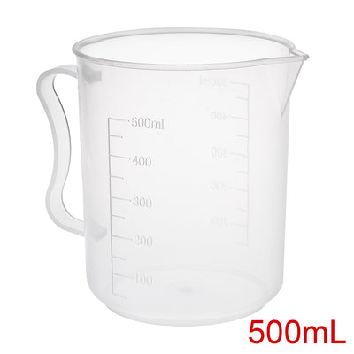 Harfington Uxcell 3pcs Laboratory Clear White PP 500mL Measuring Cup Handled Beaker