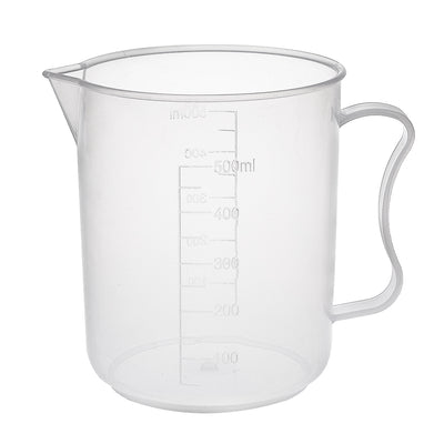 Harfington Uxcell Laboratory Clear White PP 500mL Measuring Cup Handled Beaker