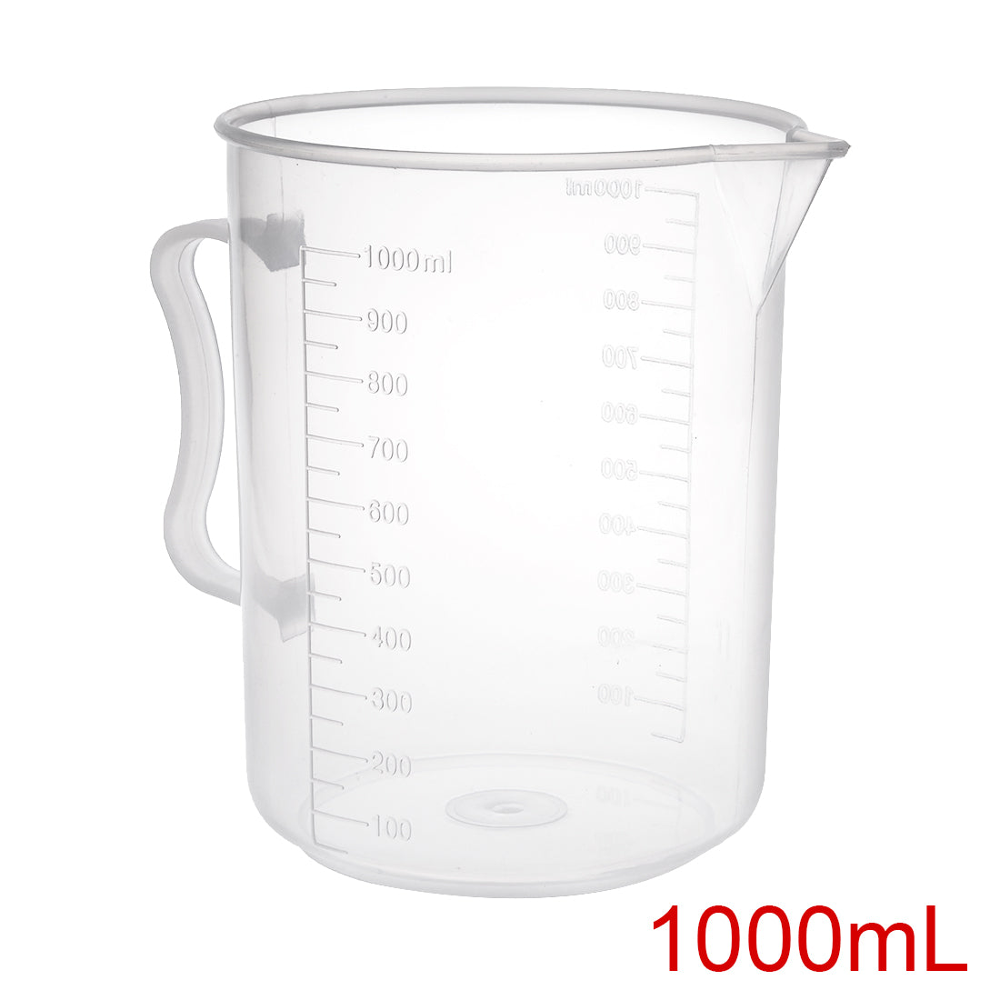 uxcell Uxcell 2pcs Laboratory Clear White PP 1000mL Measuring Cup Handled Beaker