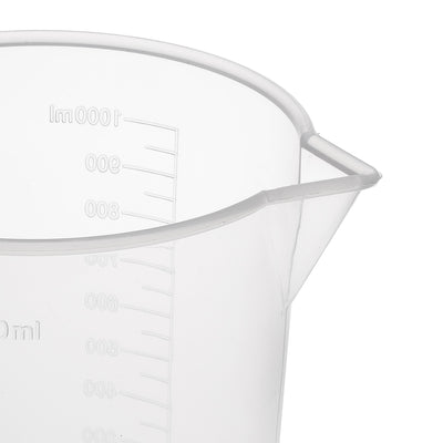 Harfington Uxcell 2pcs Laboratory Clear White PP 1000mL Measuring Cup Handled Beaker