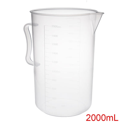 Harfington Uxcell 2pcs Laboratory Clear White PP 2000mL Measuring Cup Handled Beaker