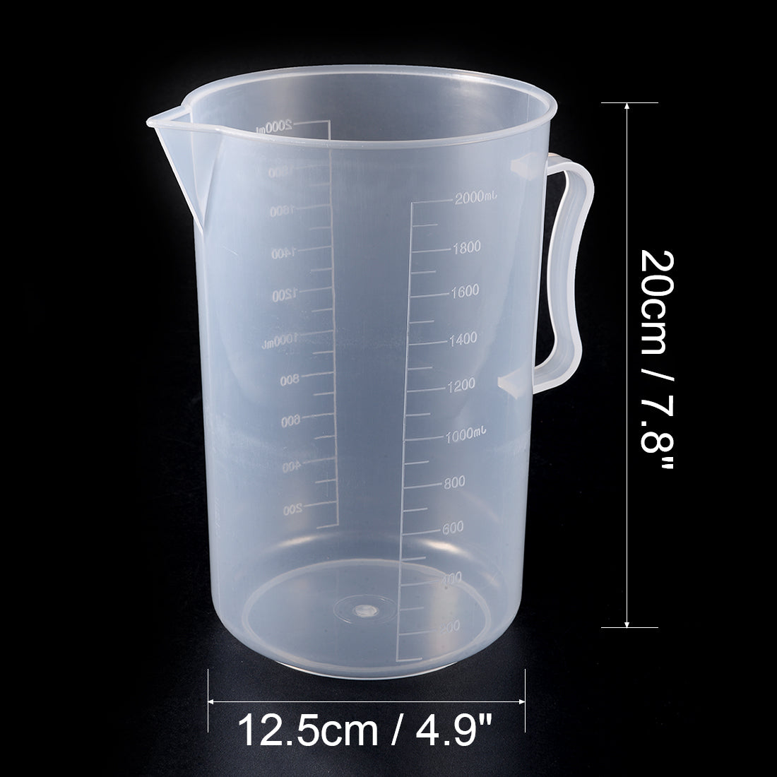 uxcell Uxcell 2pcs Laboratory Clear White PP 2000mL Measuring Cup Handled Beaker