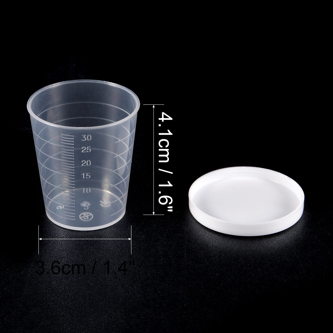 uxcell Uxcell Kitchen Laboratory 30mL Plastic Measuring Cup 10pcs w Cap