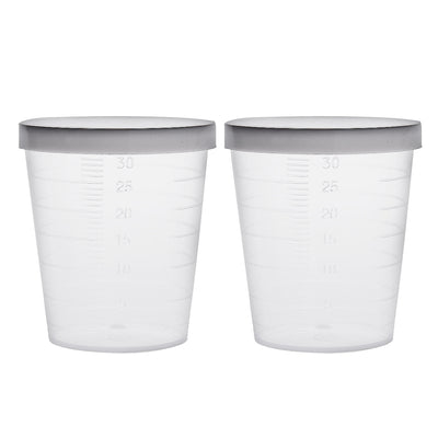 Harfington Uxcell Kitchen Laboratory 30mL Plastic Measuring Cup 2pcs w Cap