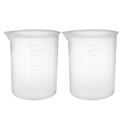 Harfington Uxcell 2pcs Measuring Cup Labs PP Graduated Beakers 250ml