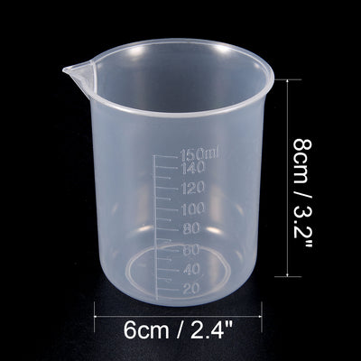 Harfington Uxcell 3pcs Measuring Cup Labs PP Graduated Beakers 150ml