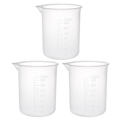 Harfington Uxcell 3pcs Measuring Cup Labs PP Graduated Beakers 150ml