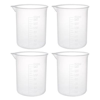 Harfington Uxcell 4pcs Measuring Cup Labs PP Graduated Beakers 150ml