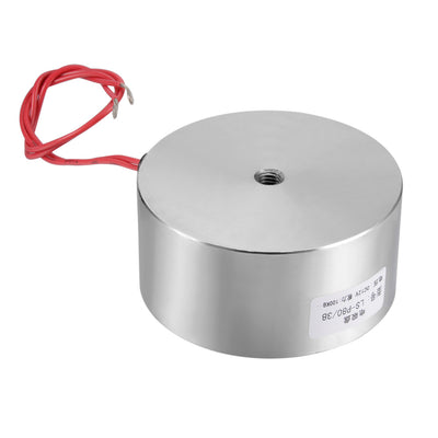 Harfington Uxcell DC12V 80mm x 38mm 1000N Sucking Disc Solenoid Lift Holding Electromagnet