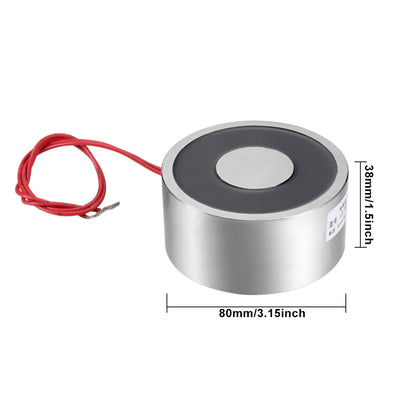 Harfington Uxcell DC12V 80mm x 38mm 1000N Sucking Disc Solenoid Lift Holding Electromagnet