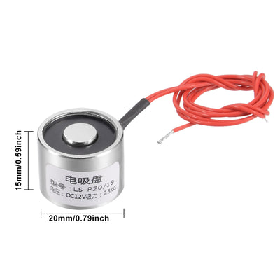 Harfington Uxcell 20mm x 15mm DC12V 0.25A 3W 25N Sucking Disc Solenoid Lift Holding Electromagnet