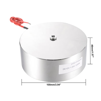 Harfington Uxcell 100mm x 40mm DC12V 1.25A 1200N Sucking Disc Solenoid Lift Holding Electromagnet