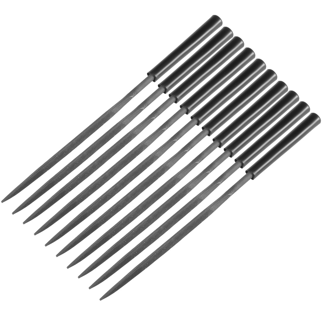 uxcell Uxcell 10Pcs Second Cut Steel Triangular Needle File with Plastic Handle, 4mm x 160mm