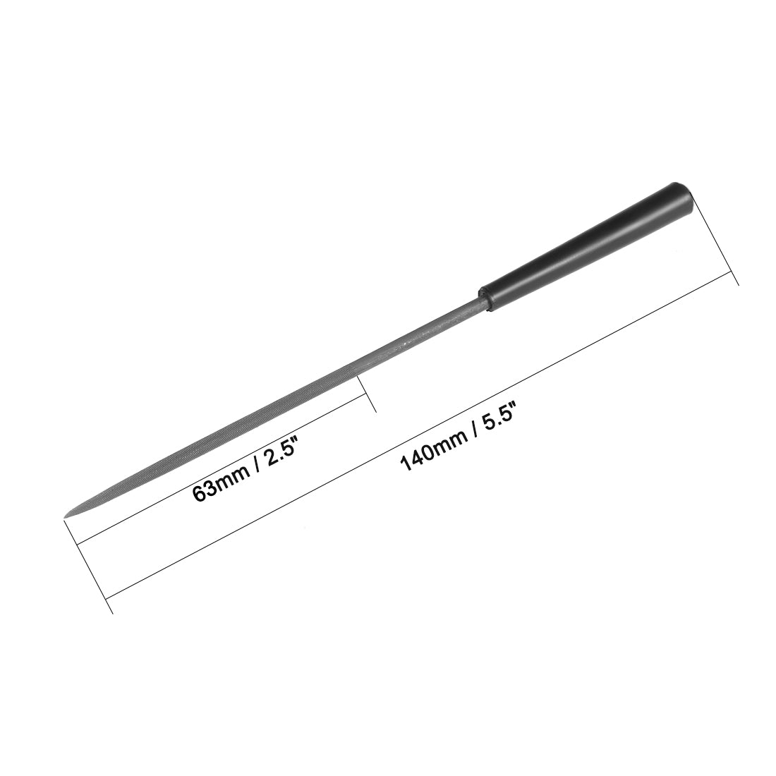 uxcell Uxcell Second Cut Steel Round Needle File with Plastic Handle, 3mm x 140mm