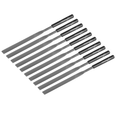 Harfington Uxcell 10Pcs Second Cut Steel Flat Needle File with Plastic Handle, 5mm x 180mm
