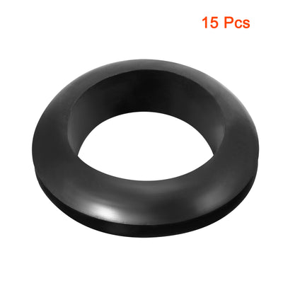 Harfington Uxcell Wire Protector Oil Resistant Armature Rubber Grommet 30mm Inner Dia 15Pcs Black