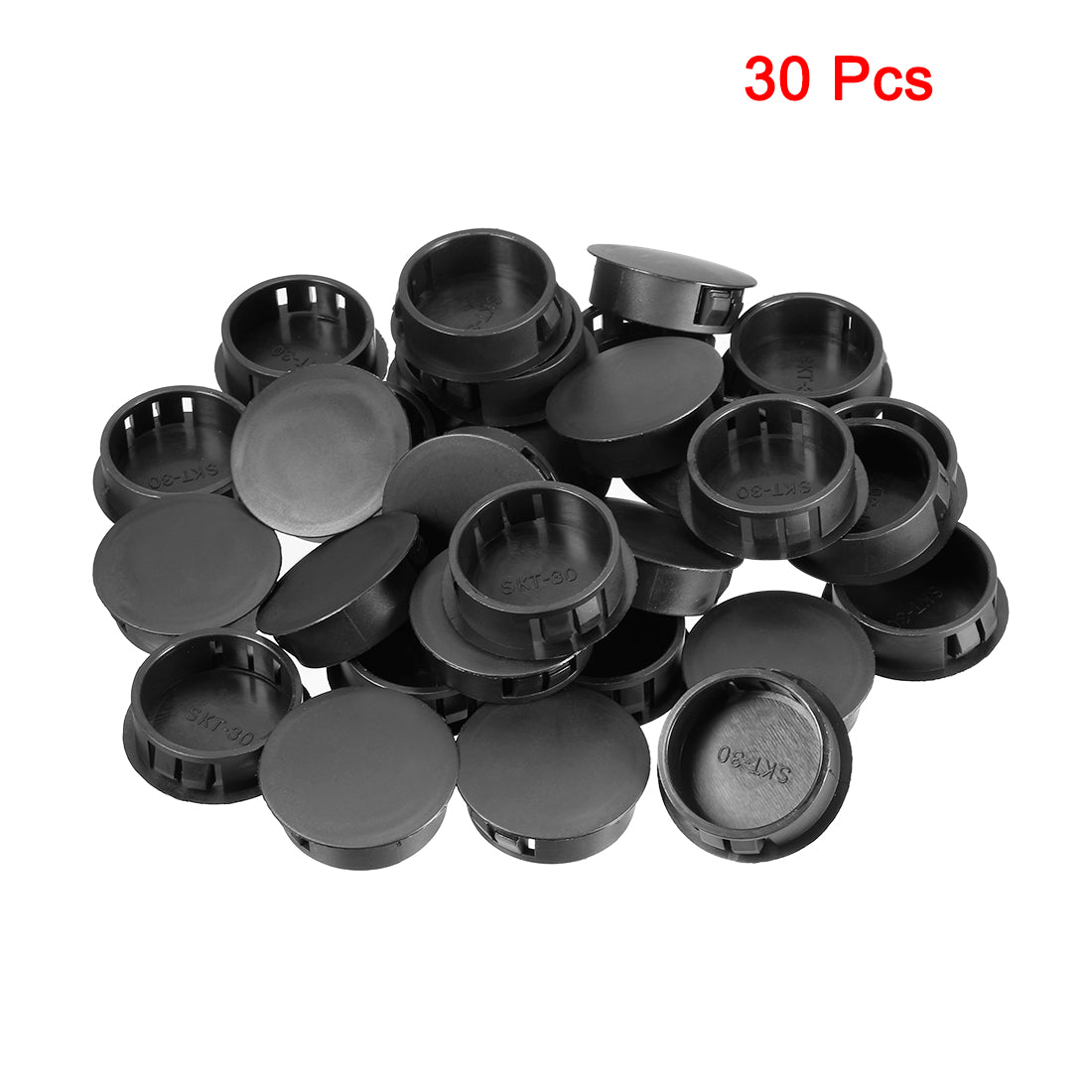uxcell Uxcell 30pcs  30mm x 11.5mm Black Nylon Round Snap Locking Panel Hole Cover