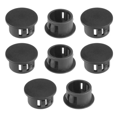 uxcell Uxcell 8pcs  15.9mm x 10.5mm Black Nylon Round Snap Panel Locking Hole Plugs Cover