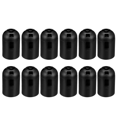 Harfington Uxcell 12Pcs 4A E27 Light Socket Screw Bulb Retro Pendant LED Lamp Holder Without Switch Plastic Black for DIY Projects