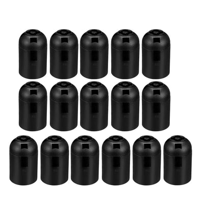 Harfington Uxcell 16Pcs 4A E27 Light Socket Screw Bulb Retro Pendant LED Lamp Holder Without Switch Plastic Black for DIY Projects
