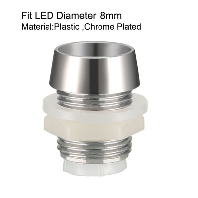 Harfington Uxcell 50pcs 8mm LED Lamp Holder Light Bulb Socket Plastic Chrome Plated for Light-emitting Diode Lighting
