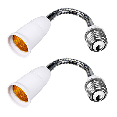 Harfington Uxcell 2Pcs E27 to E27 Light Lamp Bulb All Direction Extension Adapter Extenders for Home Light Fixtures Socket Converter