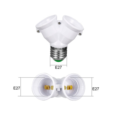 Harfington Uxcell E27 to Dual E27 Adapter LED Light Socket E27 to 2 E27 Converter Bulb Base Splitter Lamp Holder
