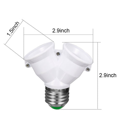 Harfington Uxcell E27 to Dual E27 Adapter LED Light Socket E27 to 2 E27 Converter Bulb Base Splitter Lamp Holder