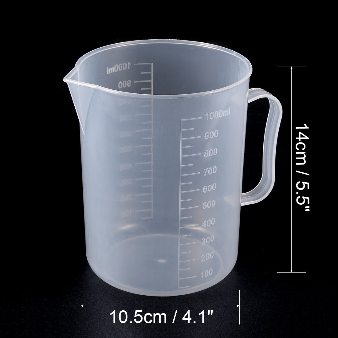 uxcell Uxcell Laboratory Clear White PP 1000mL Measuring Cup Handled Beaker