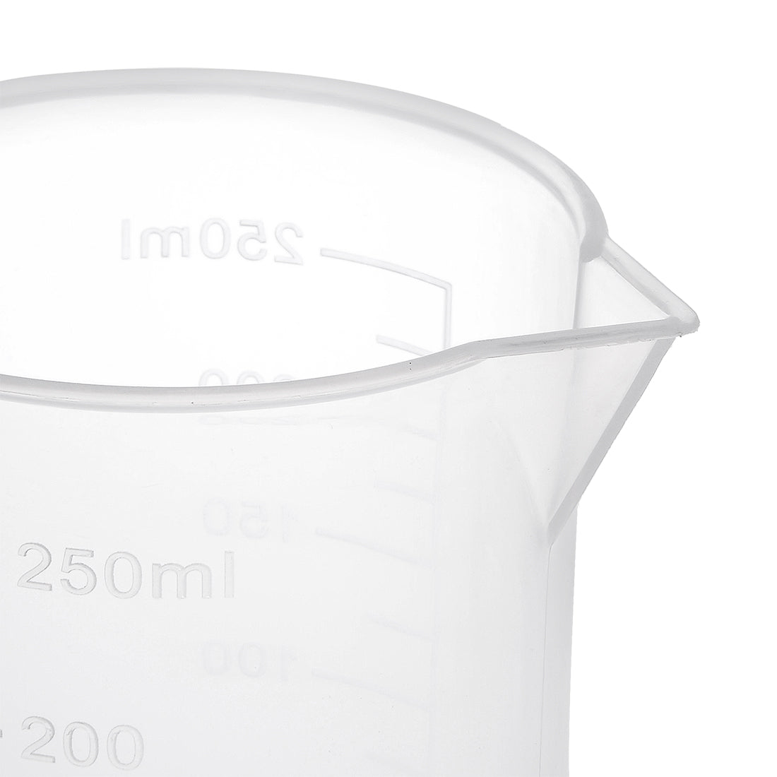 uxcell Uxcell 5pcs Laboratory Clear White PP 250mL Measuring Cup Handled Beaker