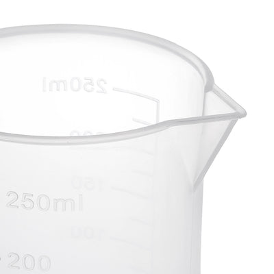 Harfington Uxcell 5pcs Laboratory Clear White PP 250mL Measuring Cup Handled Beaker
