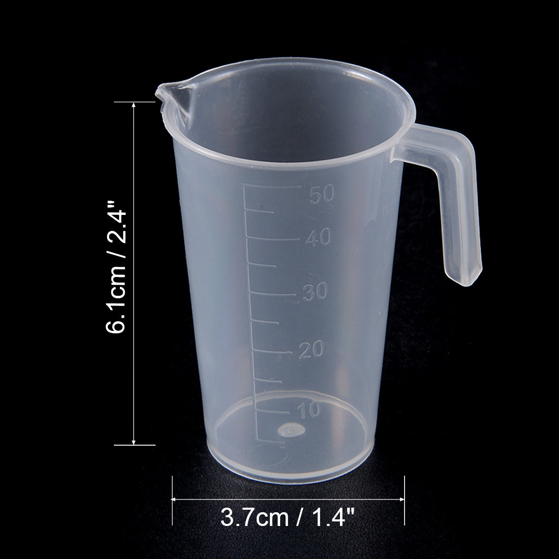 uxcell Uxcell 4pcs Laboratory Clear White PP 50mL Measuring Cup Handled Beaker