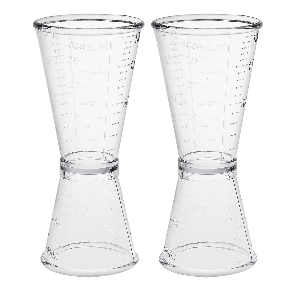 uxcell Uxcell 2 Pcs Double Clear Plastic Measure Cup for Party Kitchen Tool 40ml/20ml