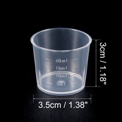 Harfington Uxcell 20pcs Transparent Measuring Cup Lab PP Graduated Beaker 20ml