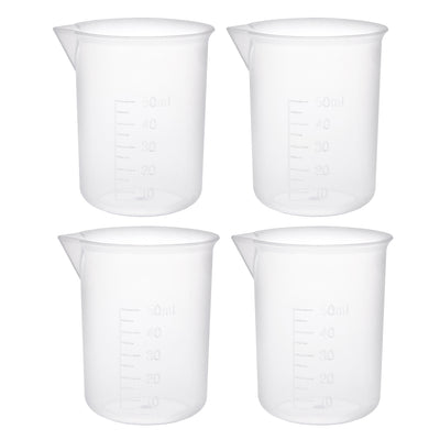 uxcell Uxcell 4pcs Transparent Measuring Cup Lab PP Graduated Beaker 50ml