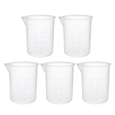 uxcell Uxcell 5pcs Transparent Measuring Cup Lab PP Graduated Beaker 50ml