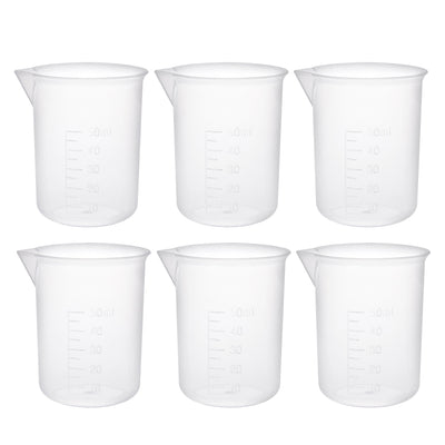 uxcell Uxcell 6pcs Transparent Measuring Cup Lab PP Graduated Beaker 50ml