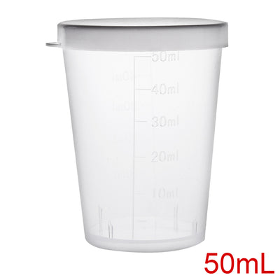 Harfington Uxcell Kitchen Laboratory 50mL Plastic Measuring Cup 20pcs w Cap
